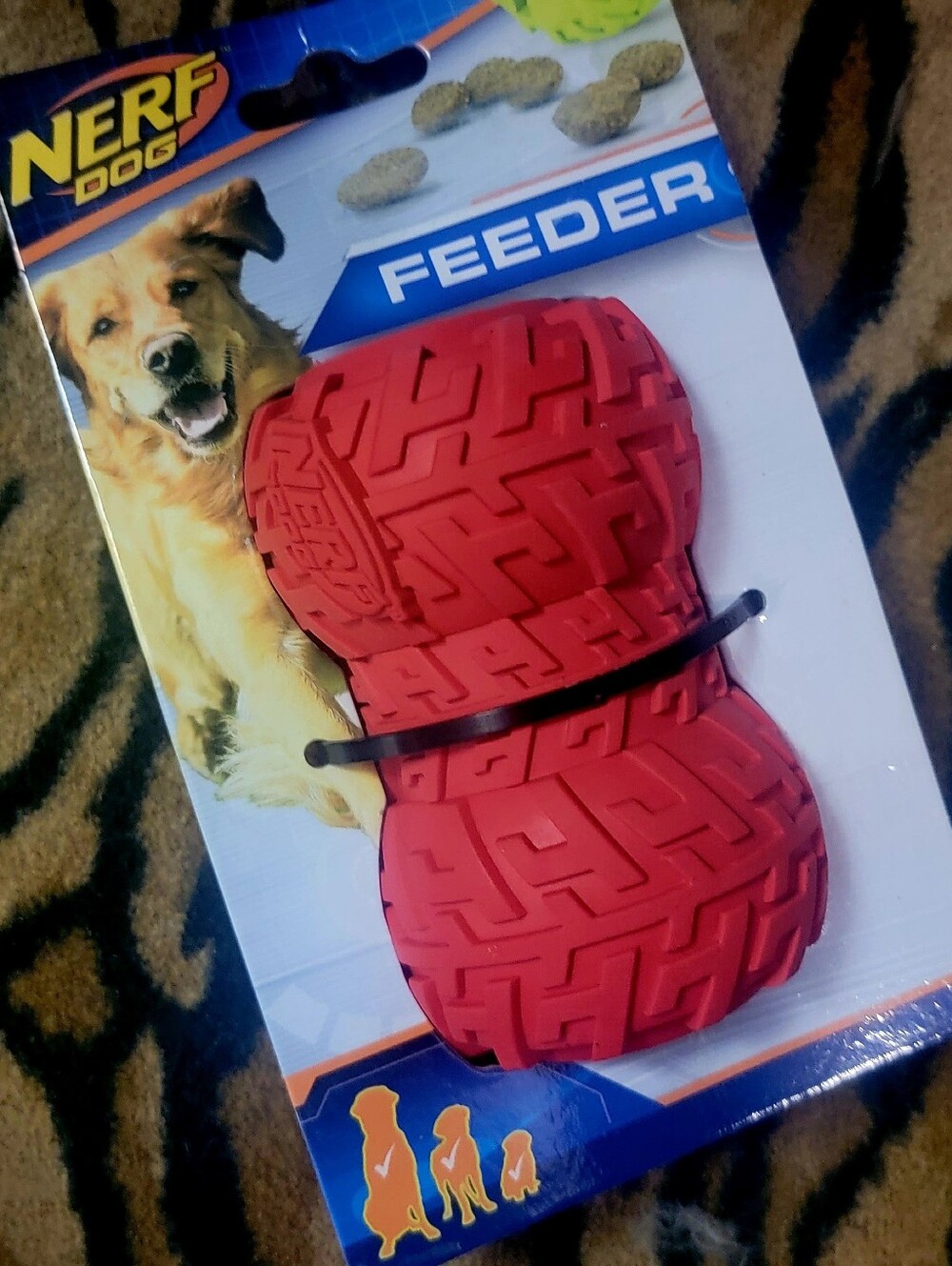 Nerf Dog Treat Dispenser Red Interactive Feeder Toy Durable Ea.
